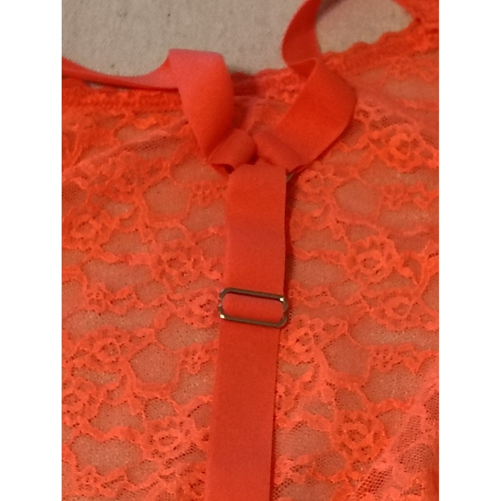 Victoria's Secret Lace Halter‎ Chemise Nightie Lingerie Coral Size Large K - Picture 8 of 9
